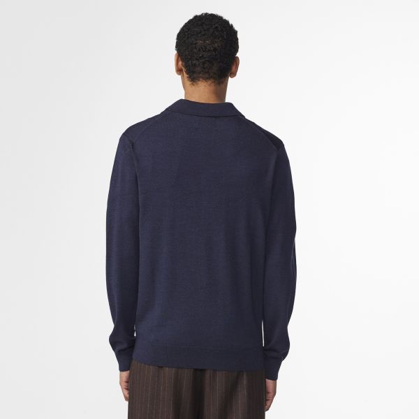 NN.07 Sergio Zip Longsleeve Polo Navy