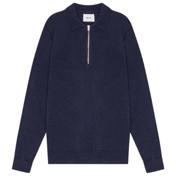 NN.07 Sergio Zip Longsleeve Polo Navy