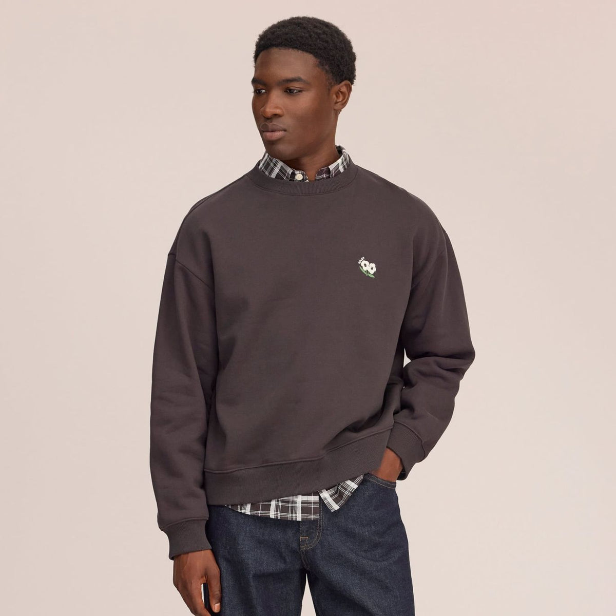 NN.07 David EMB Sweater Brun