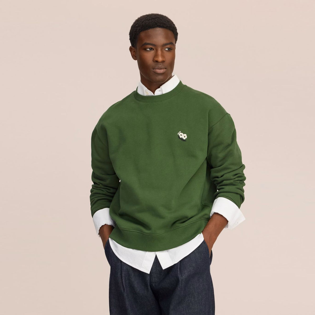 NN.07 David EMB Sweater Grøn