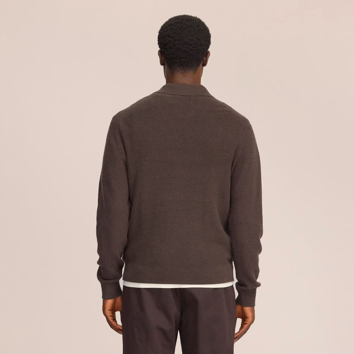 NN.07 Hope Rib langærmet polo brun