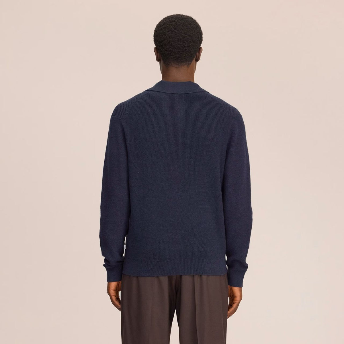 NN.07 Hope Rib Langærmet Polo Navy