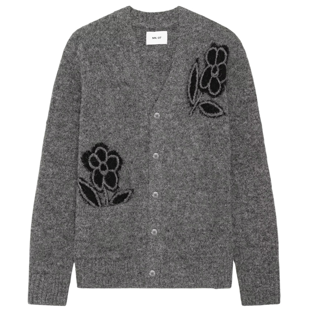 NN.07 Kyle Flower Cardigan Grå