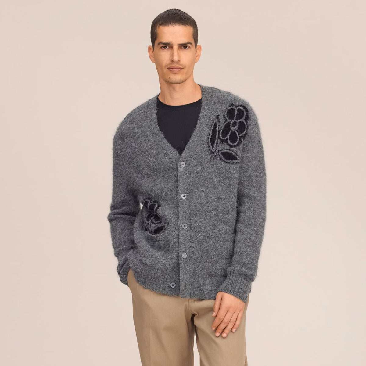 NN.07 Kyle Flower Cardigan Grå