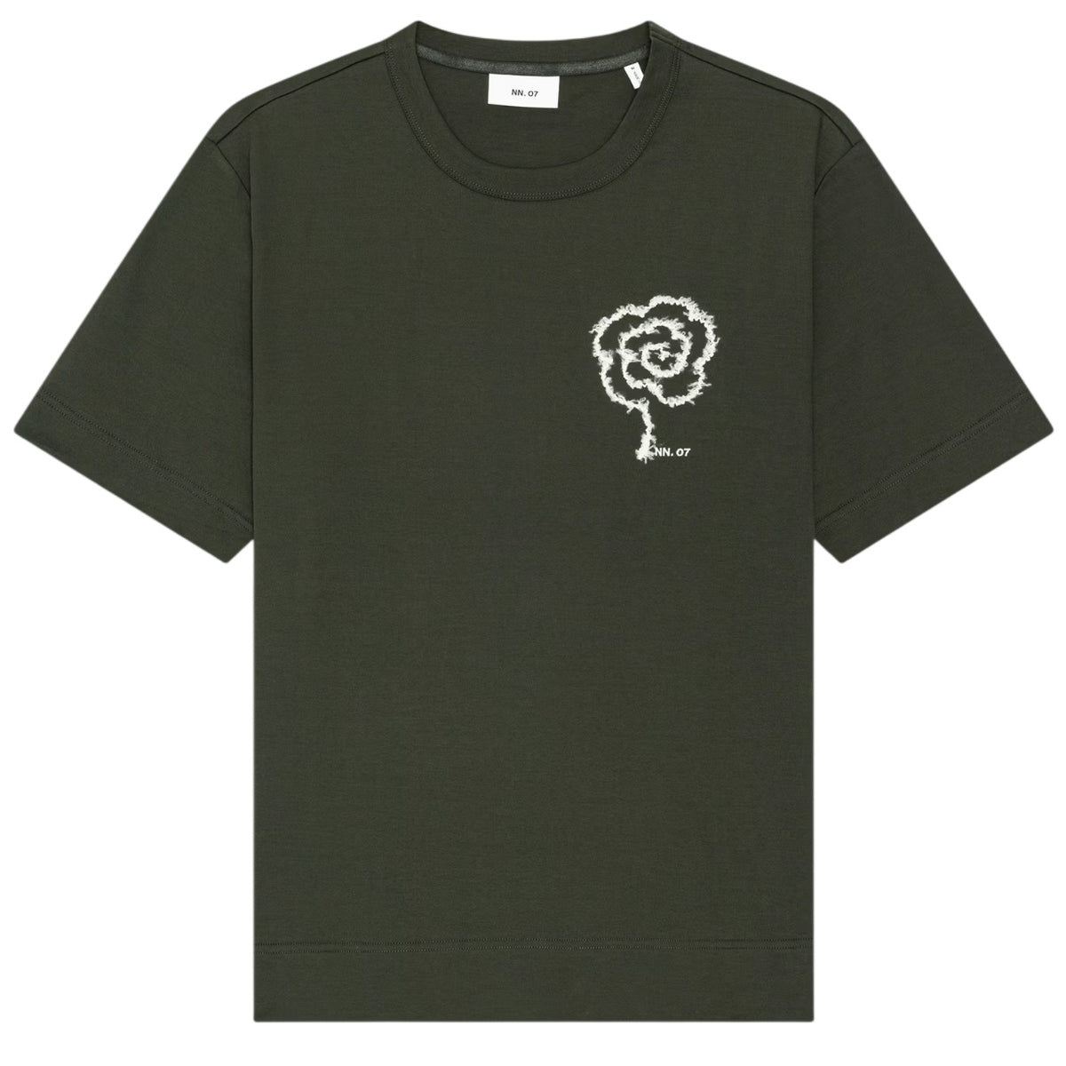 NN.07 Pedro EMB T-shirt Mørkegrøn