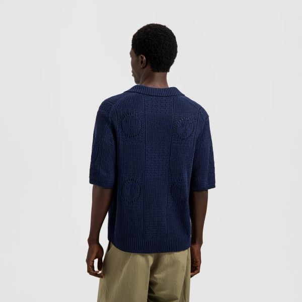 Olaf Face Logo Knit Polo Navy