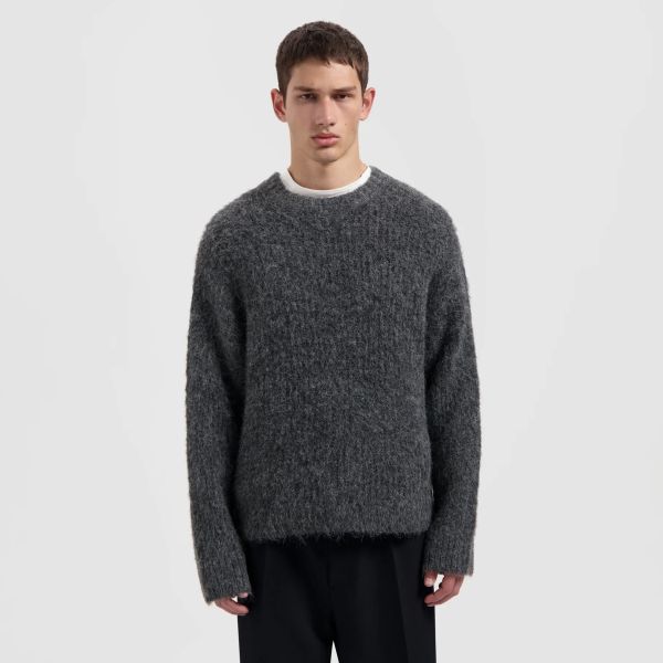 Olaf Hairy Knitted Sweater Antraciet