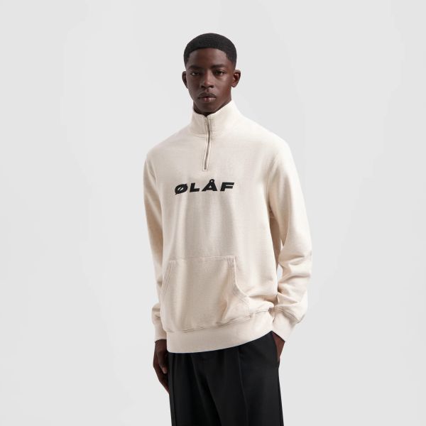 Olaf Italic Zip Mock Sweater Off White