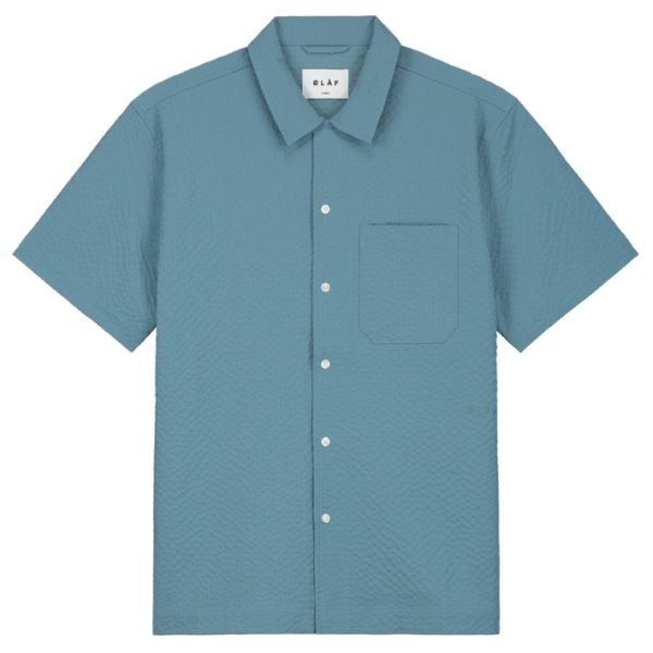 Olaf Seersucker Overhemd Blauw