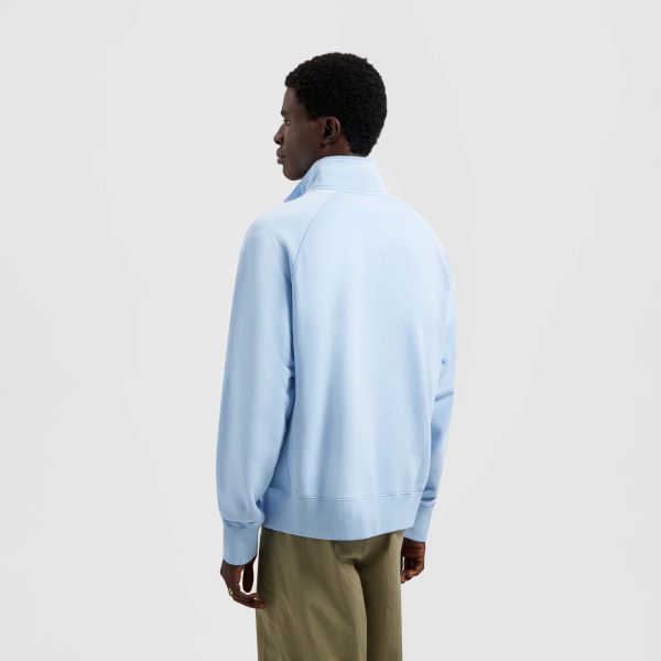 Olaf Signature Zip Mock Sweater Licht Blauw