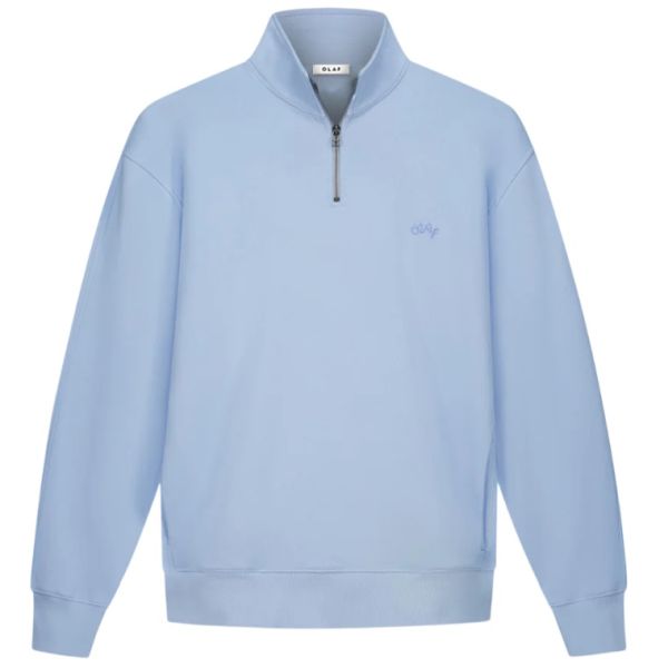 Olaf Signature Zip Mock Sweater Licht Blauw