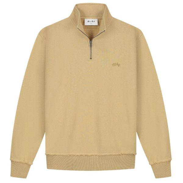 Olaf Signature Zip Mock Sweater Beige