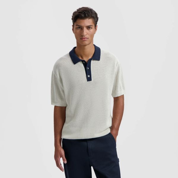Olaf Varsity Knit Polo Off White