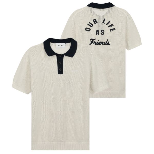 Olaf Varsity Knit Polo Off White