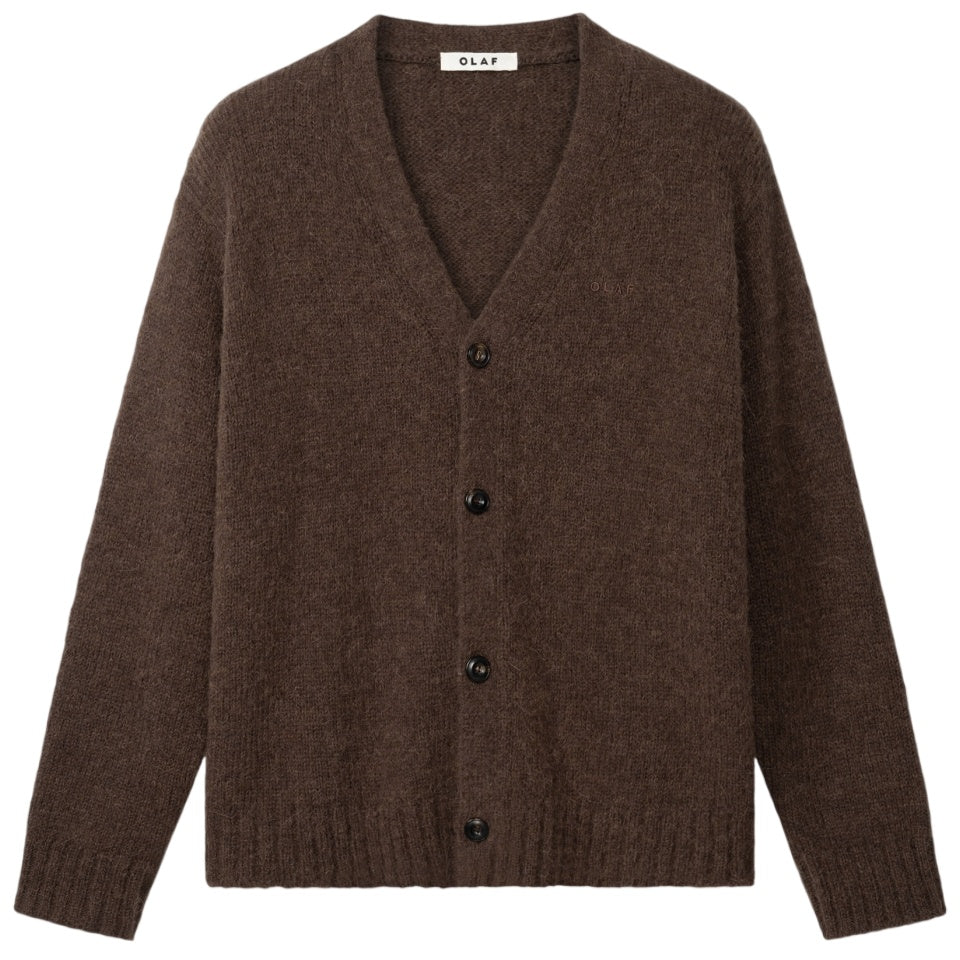 Olaf Hairy Texture Cardigan Brun