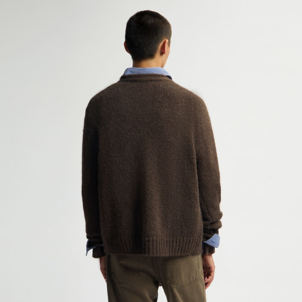 Olaf Hairy Texture Cardigan Brun