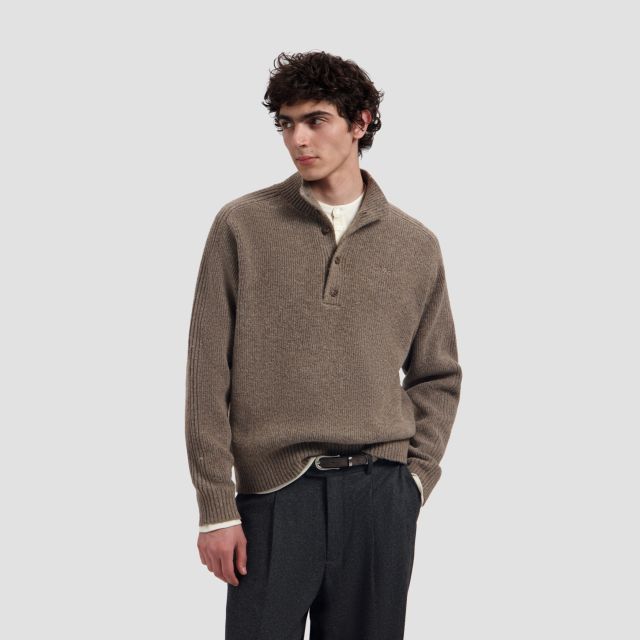 Olaf Strikket Mock Neck Sweater Brun