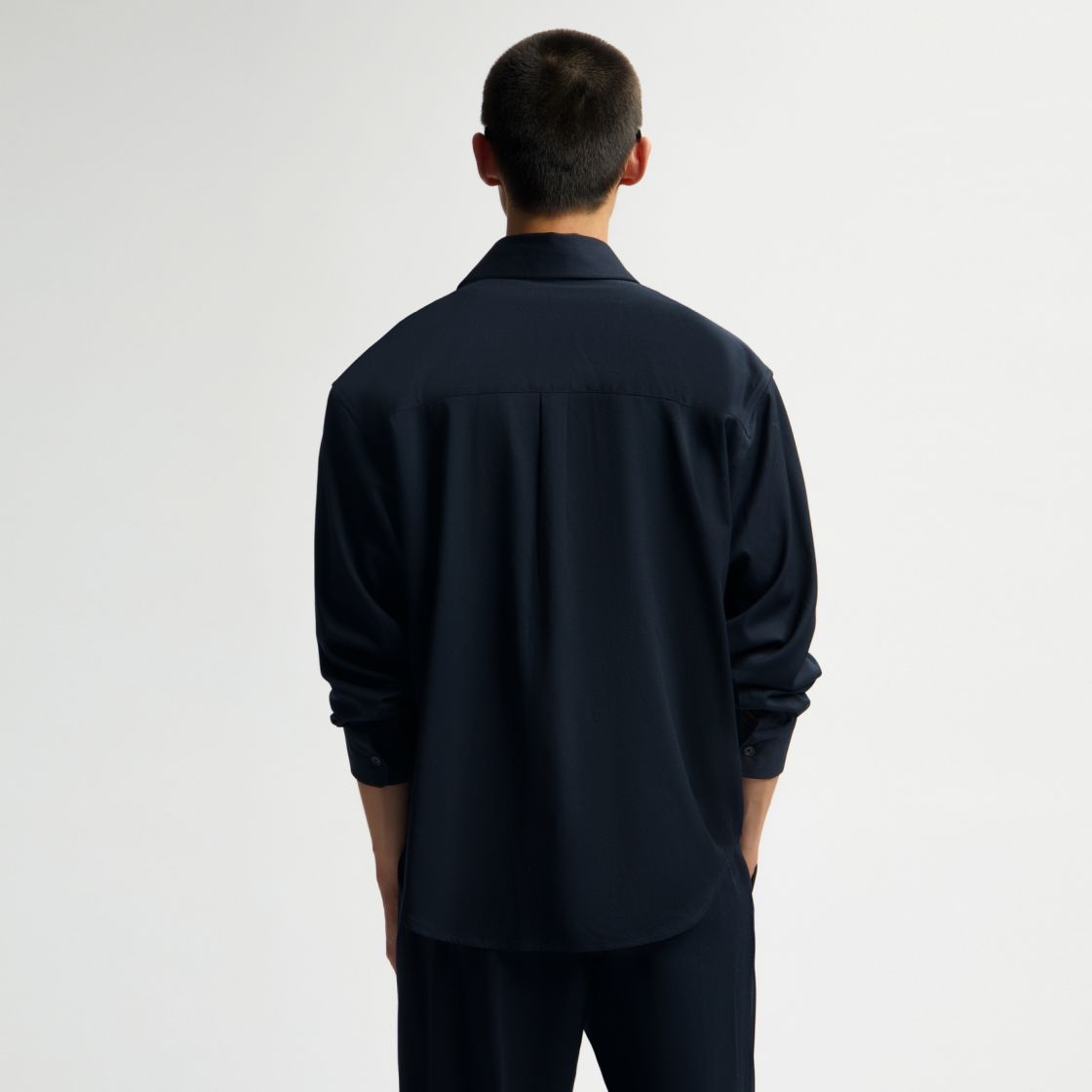 Olaf Oversized Wool Blend Skjorte Navy