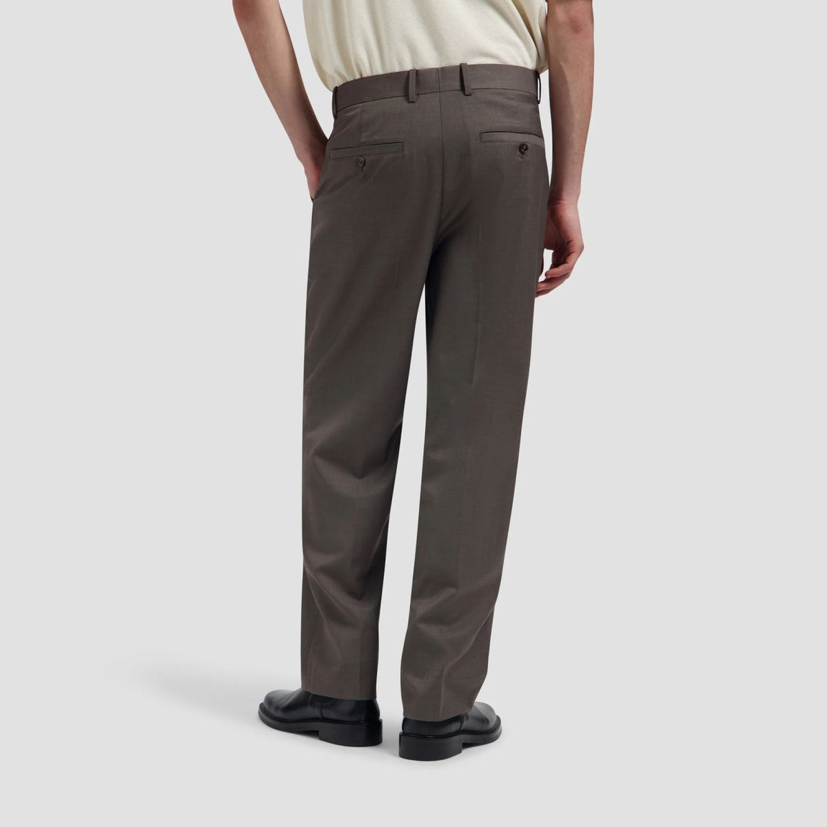 Olaf Regular Wool Pleated Chino Brun