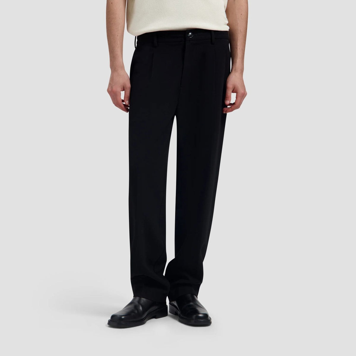 Olaf Regular Wool Pleated Bukser Sort