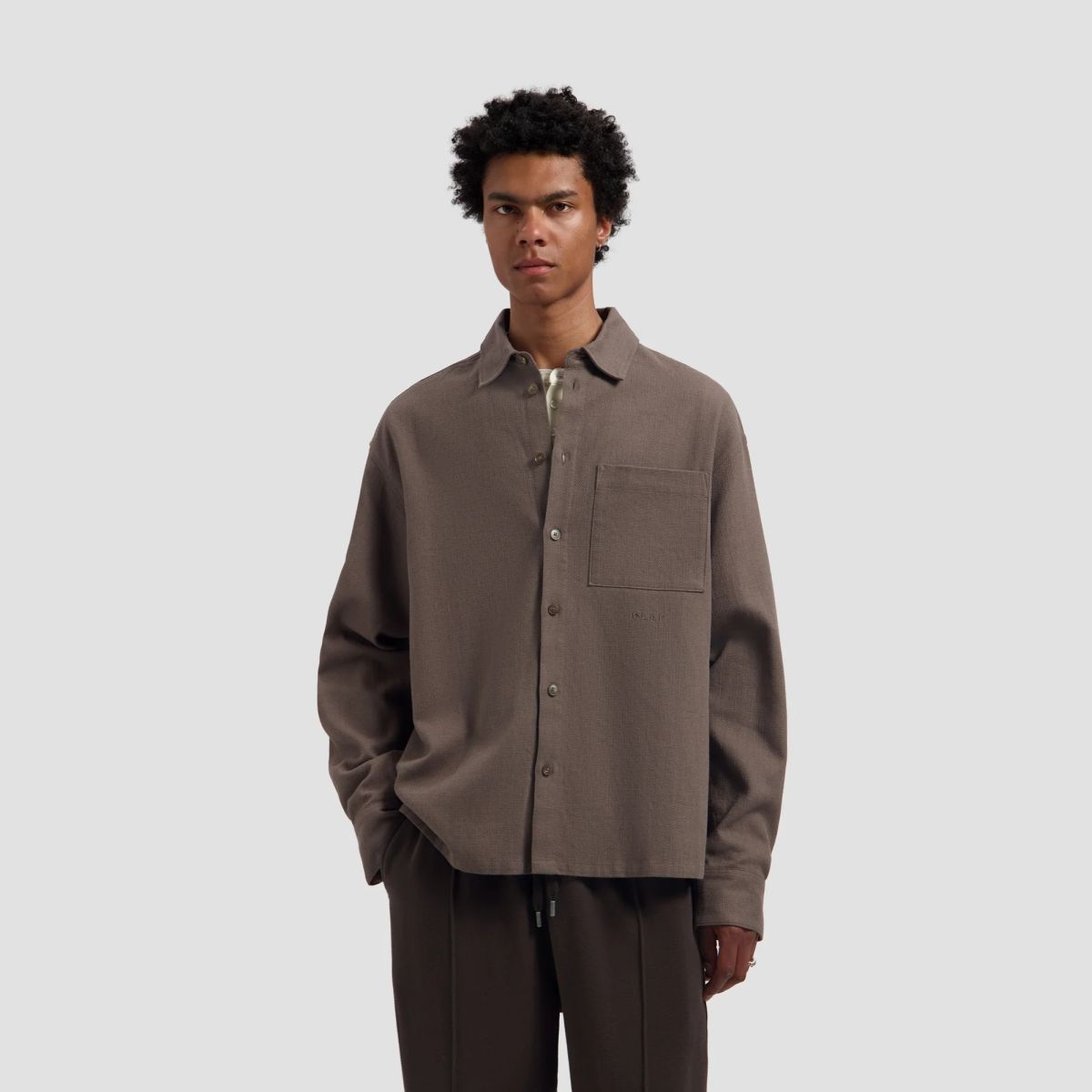 Olaf Textured Boxy Skjorte Brun