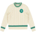 PAL Sporting Goods Bye Cable Knit Wool Cricket Sweater Off White/Groen
