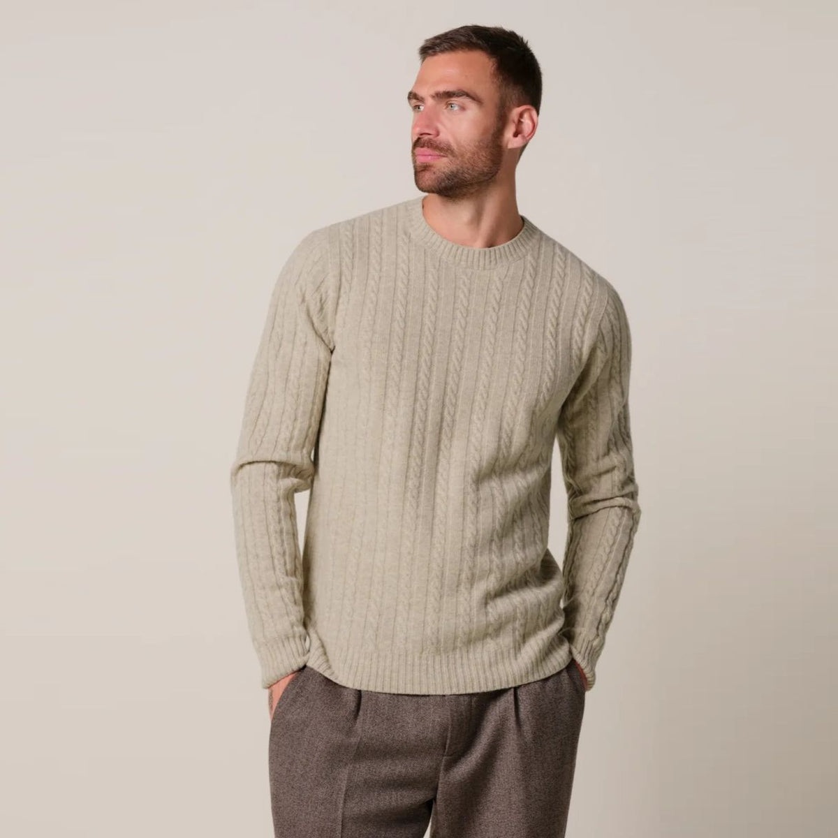 Profuomo Cashmere Kabelstrik Beige