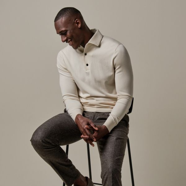 Profuomo Luxury Longsleeve Polo Off White