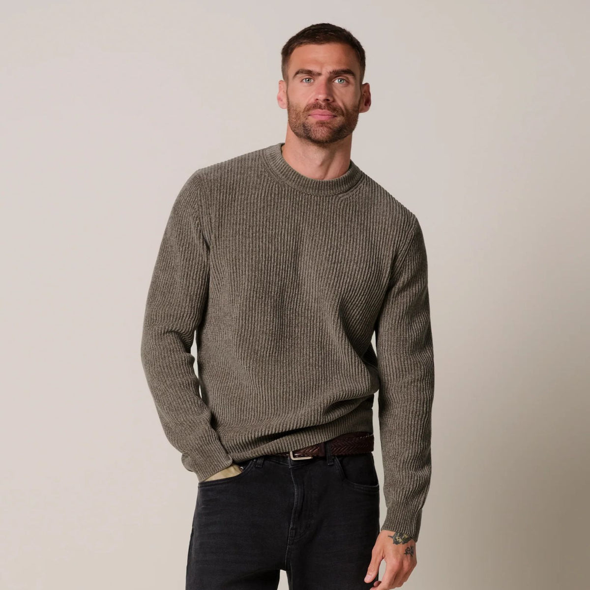 Profuomo Chenille Strikket Sweater Brun