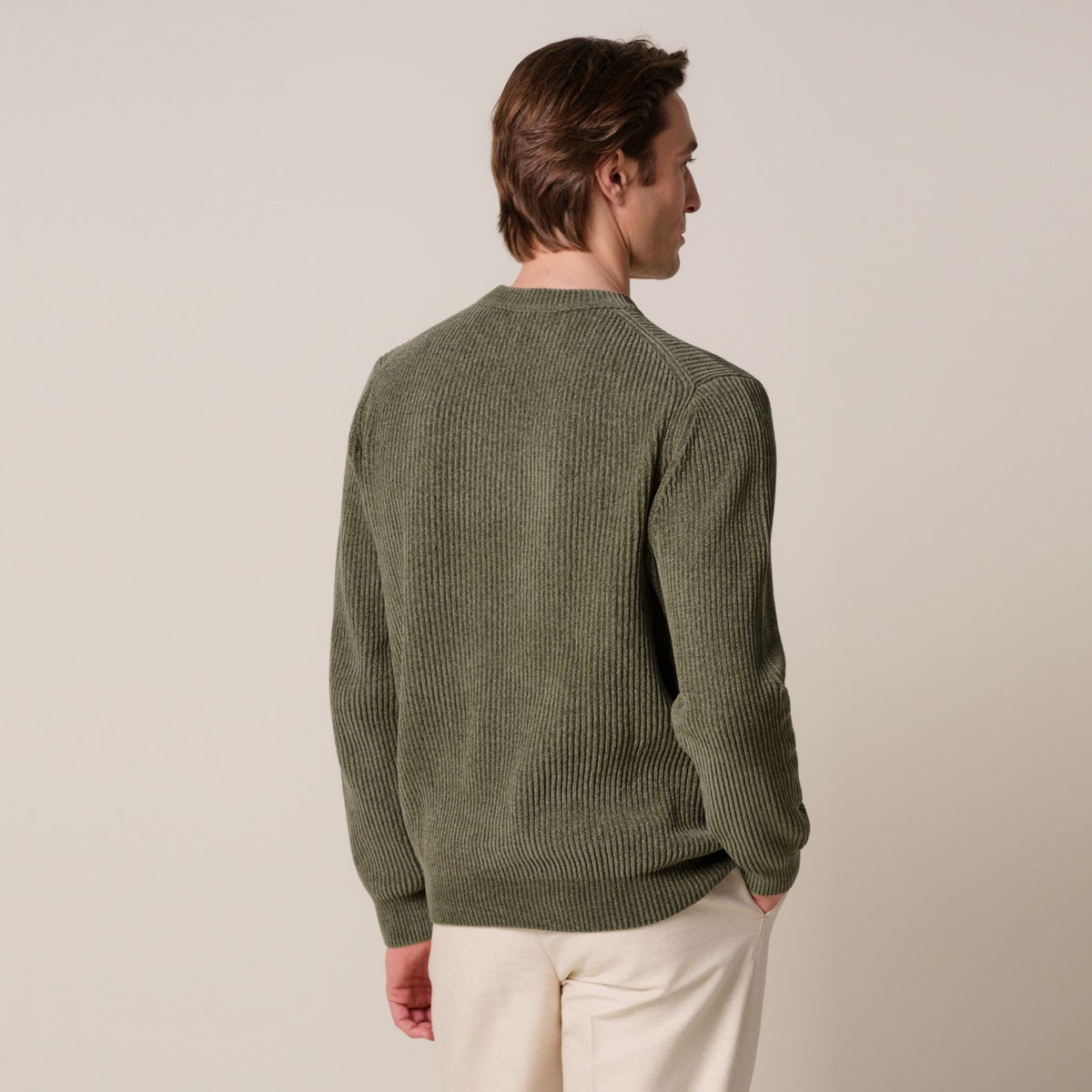 Profuomo Chenille Striktrøje Mørkegrøn