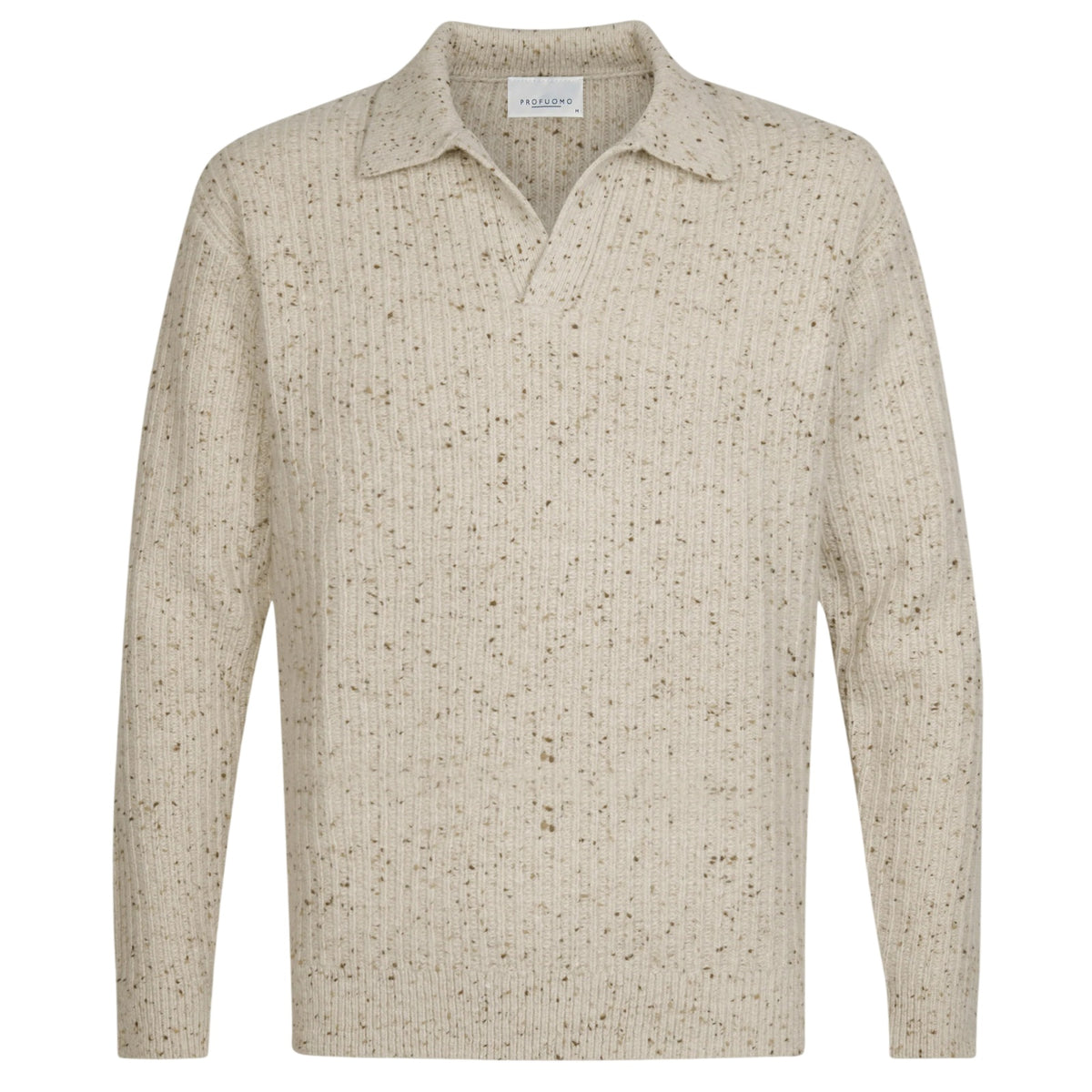 Profuomo Donegal Open Collar Langærmet Polo Beige