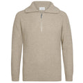 Profuomo Kraftig Strikket Half Zip Sweater Beige