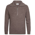 Profuomo kraftig strikket halv-lynlås sweater brun