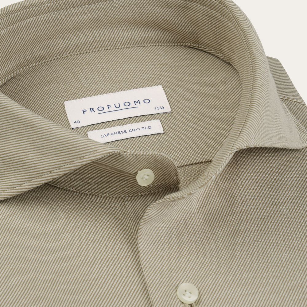 Profuomo Japanese Twill Strikket Skjorte Brun