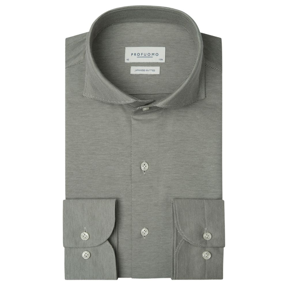 Profuomo Japanese Twill Strikket Skjorte Mørkegrøn