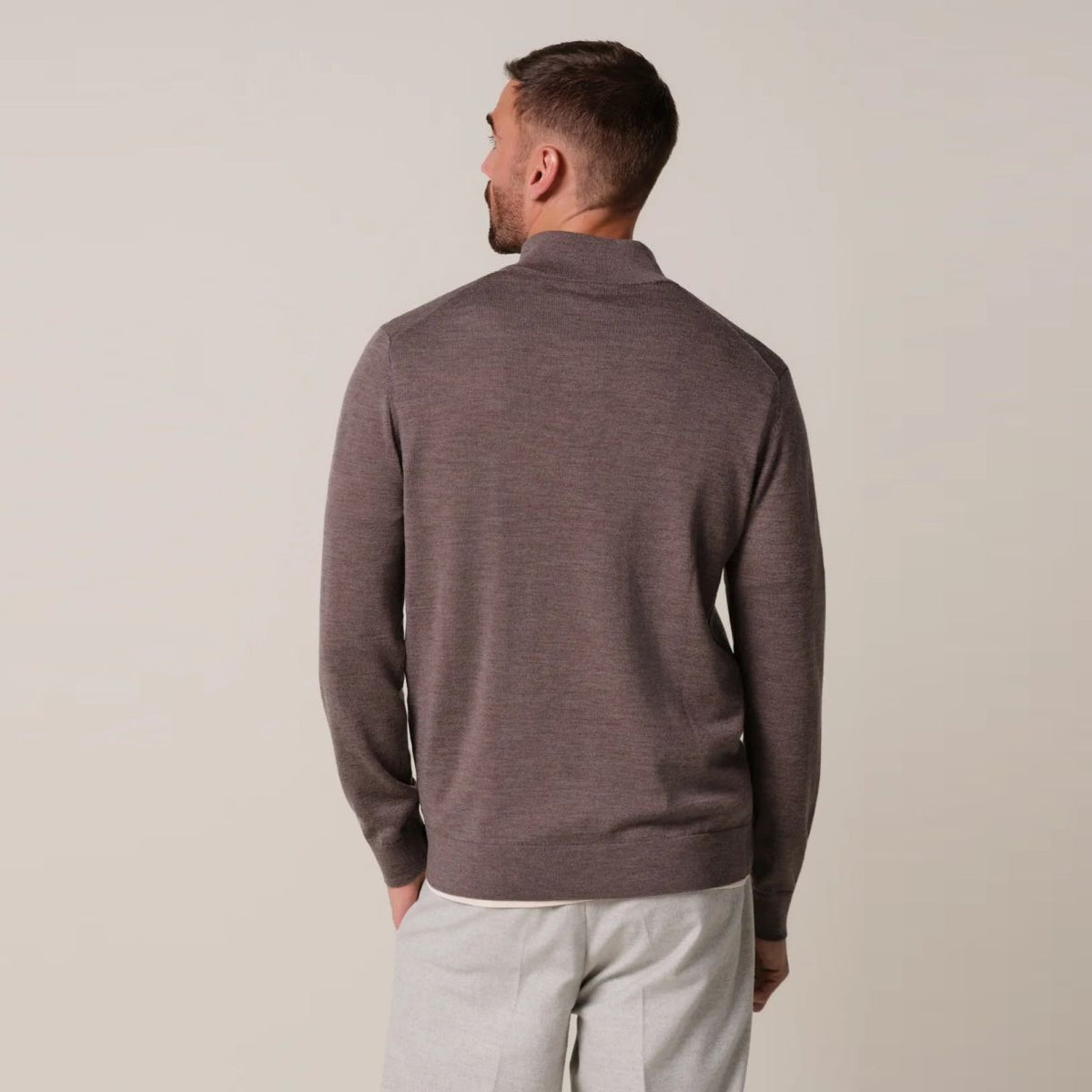 Profuomo Strikket Half Zip Sweater Brun