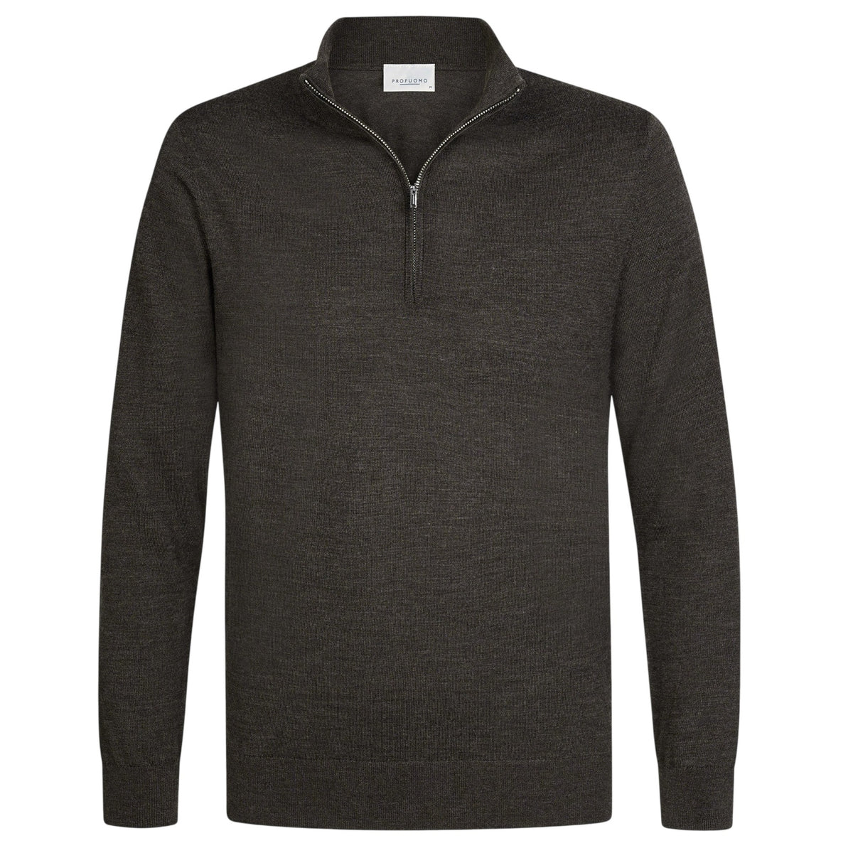 Profuomo Strikket Half Zip Sweater Mørkebrun