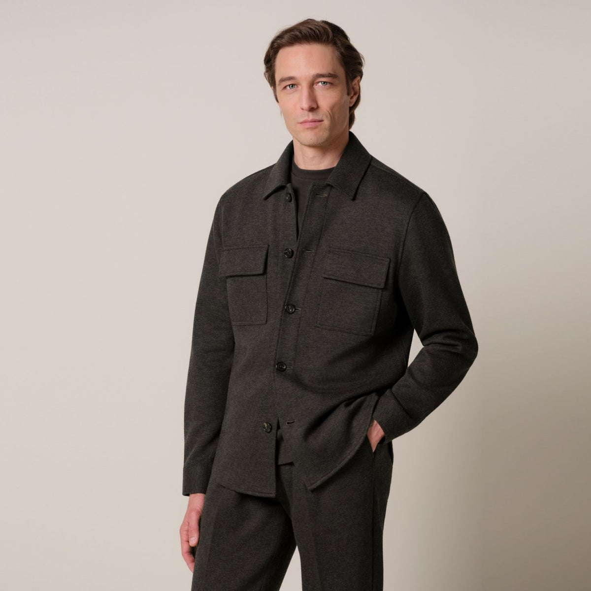Profuomo Strikket Overshirt Mørkebrun