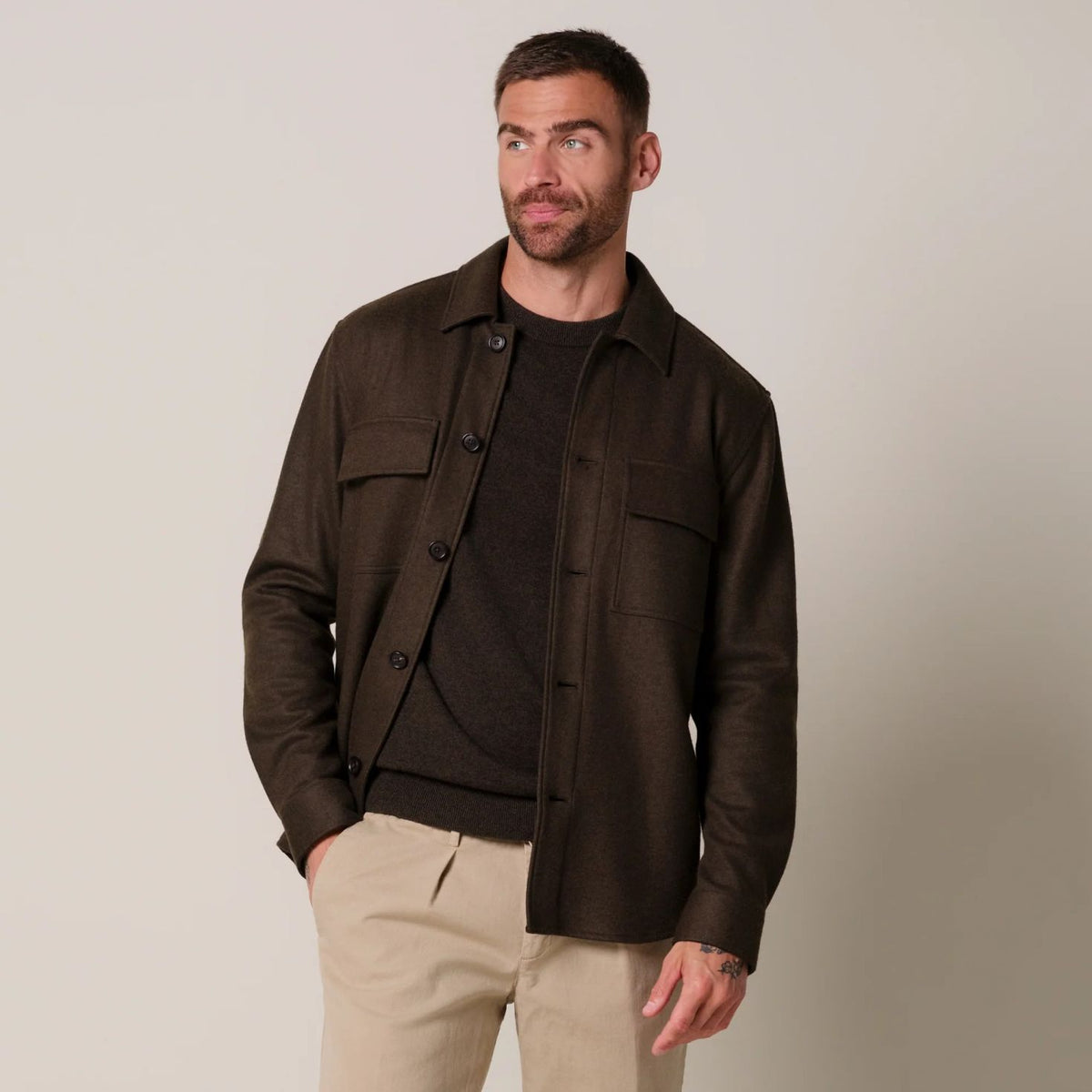 Profuomo Strikket Overshirt Mørkegrøn