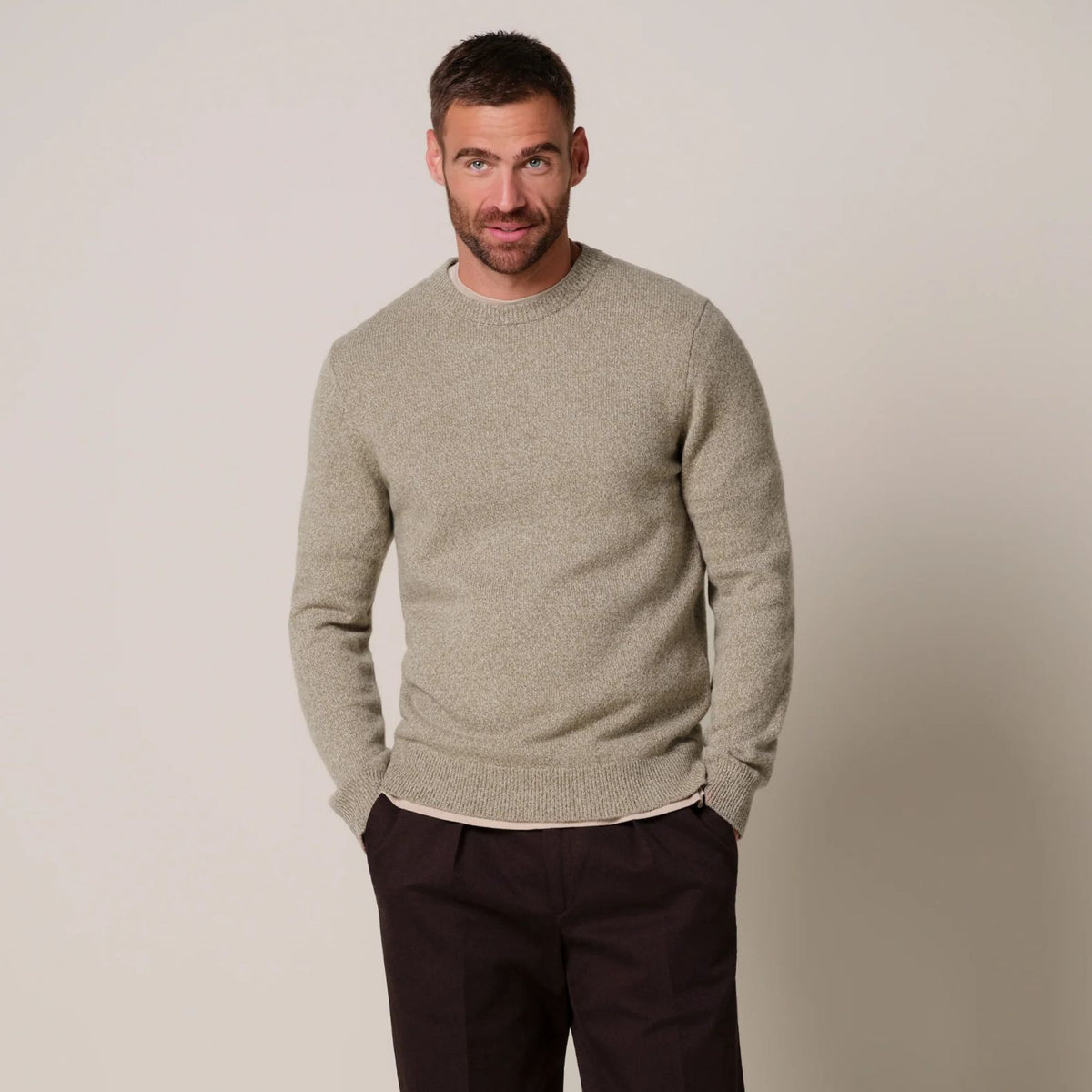 Profuomo Strikket To-Tone Sweater Beige