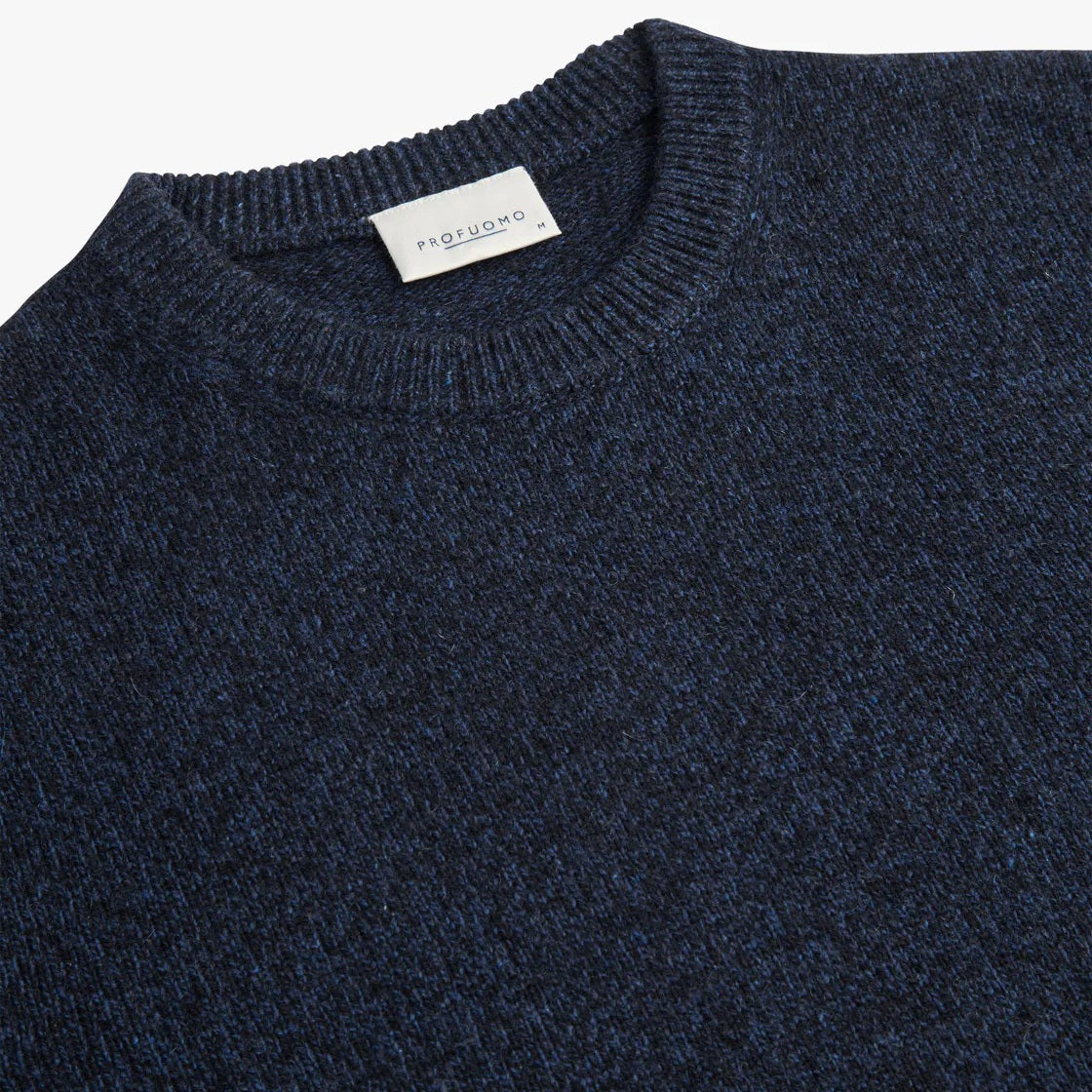 Profuomo Strikket To-Farvet Sweater Mørkeblå