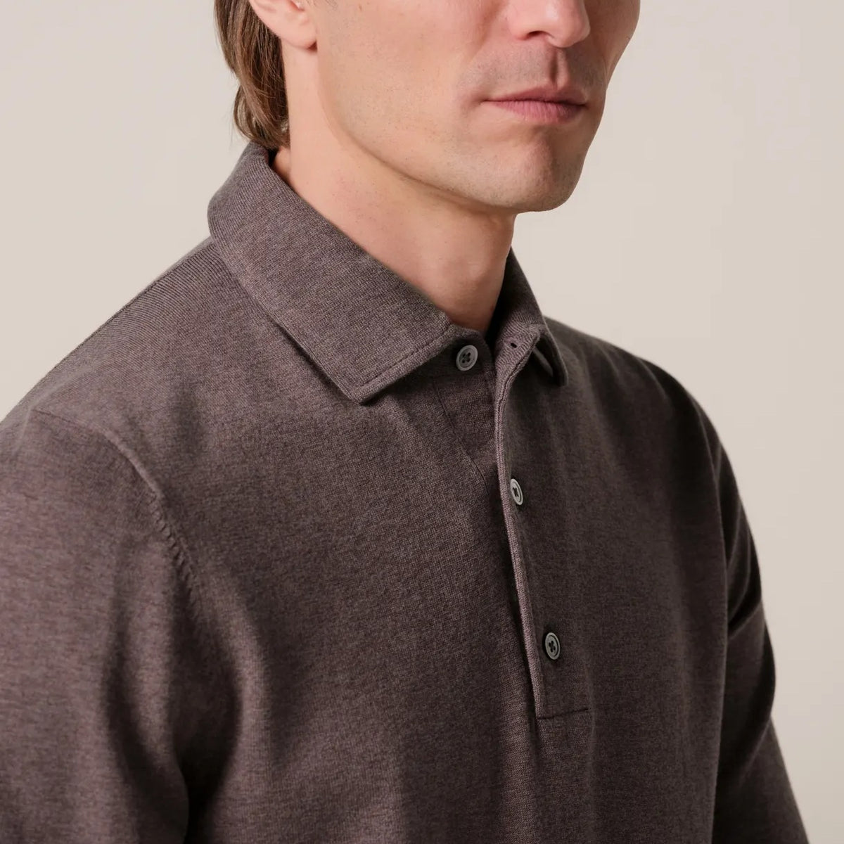 Profuomo Luxury langærmet polo brun