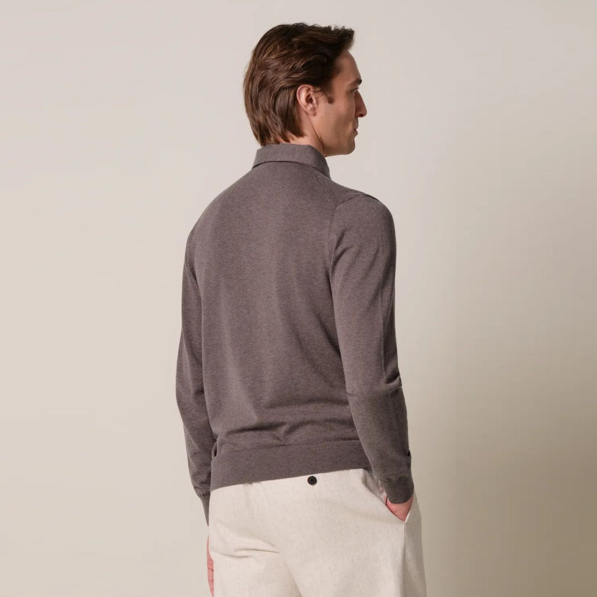 Profuomo Luxury langærmet polo brun