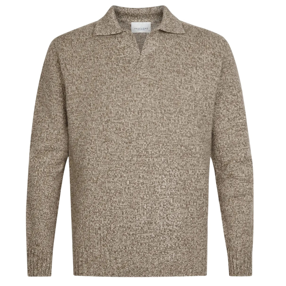 Profuomo Open Collar Cashmere Langærmet Polo Brun