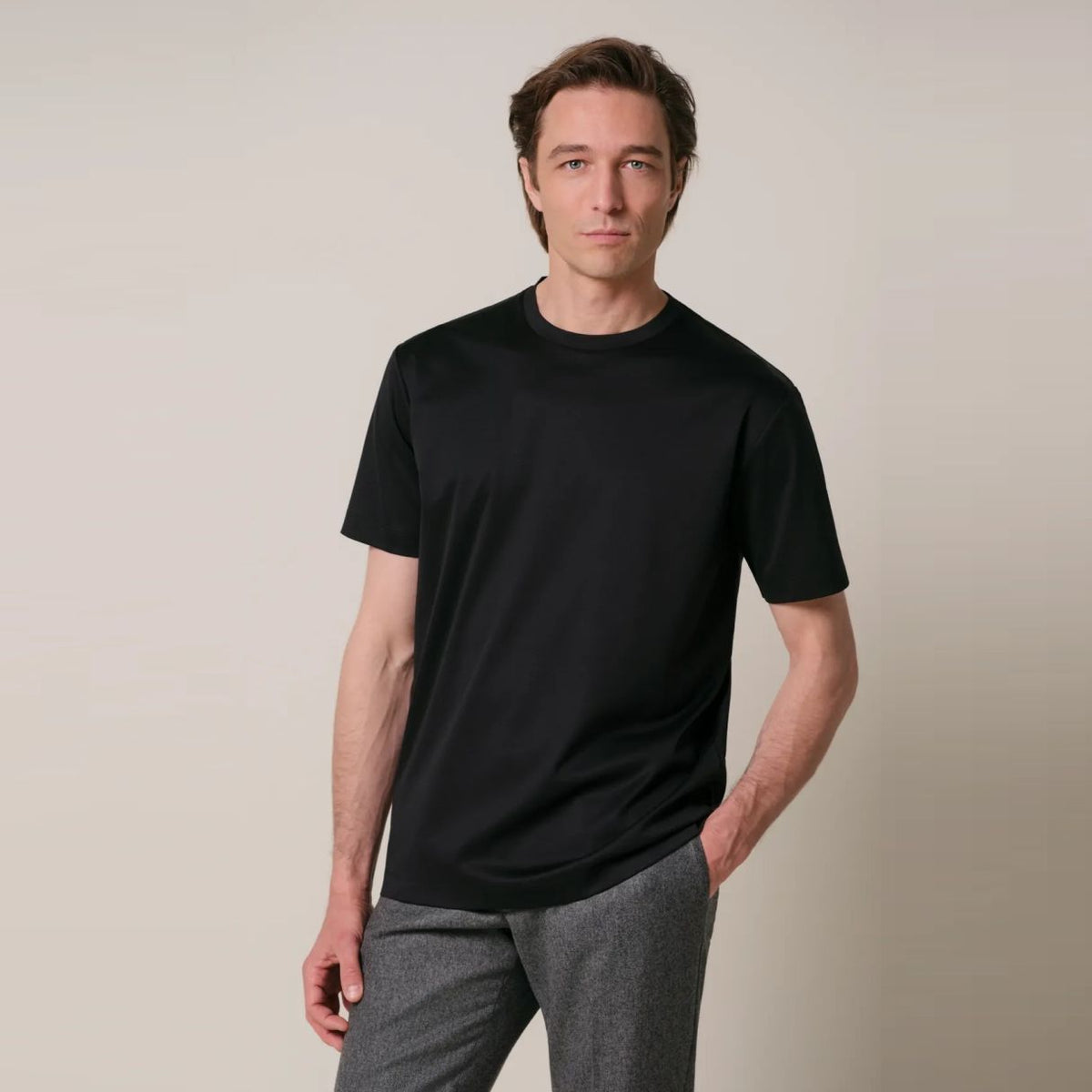 Profuomo Pima Cotton T-shirt Sort