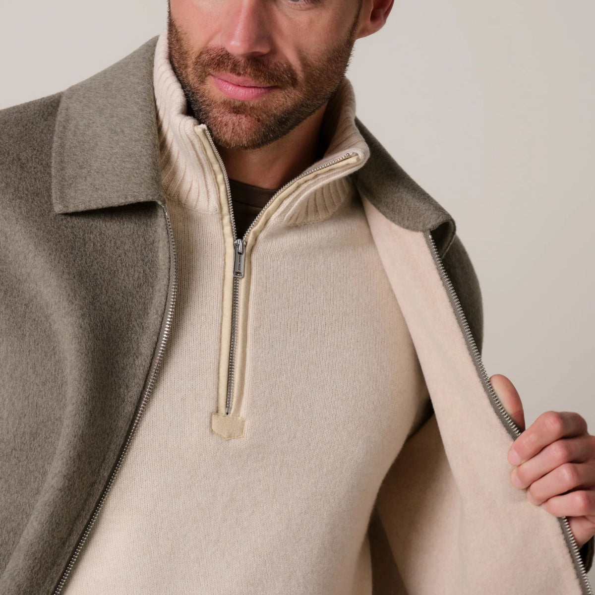 Profuomo Vendbar Zip Overshirt Brun/Beige