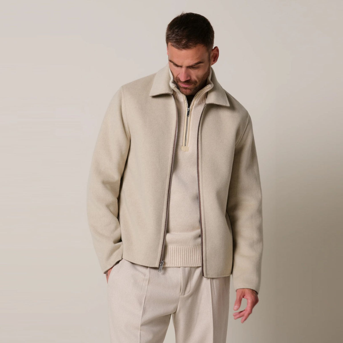 Profuomo Vendbar Zip Overshirt Brun/Beige