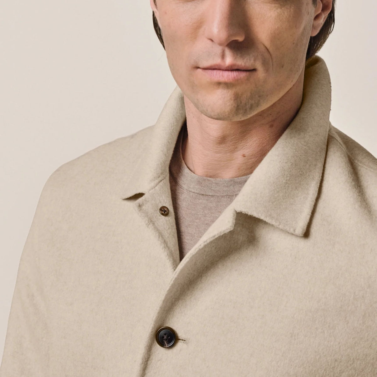 Profuomo Single Layer Uld Overshirt Beige