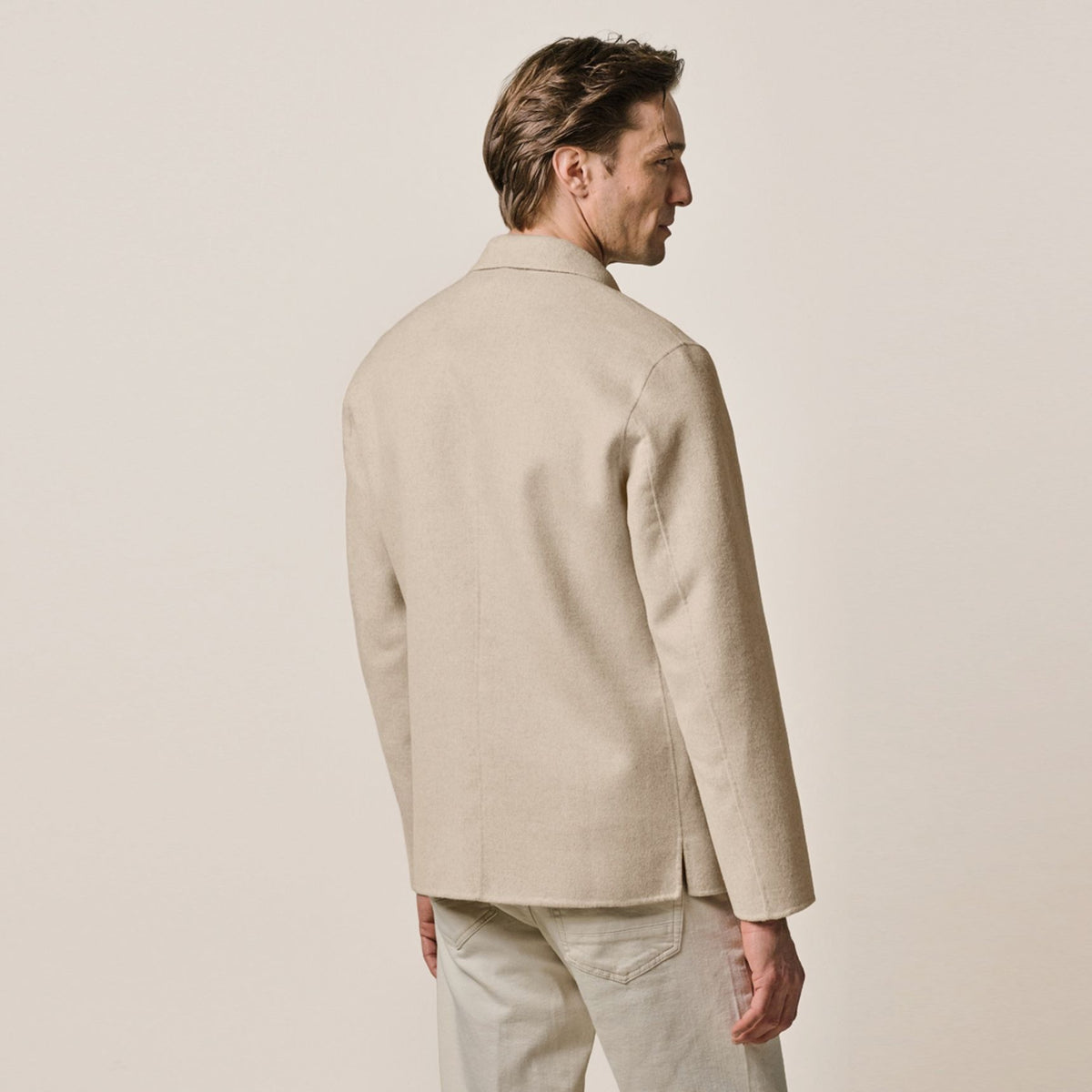 Profuomo Single Layer Uld Overshirt Beige