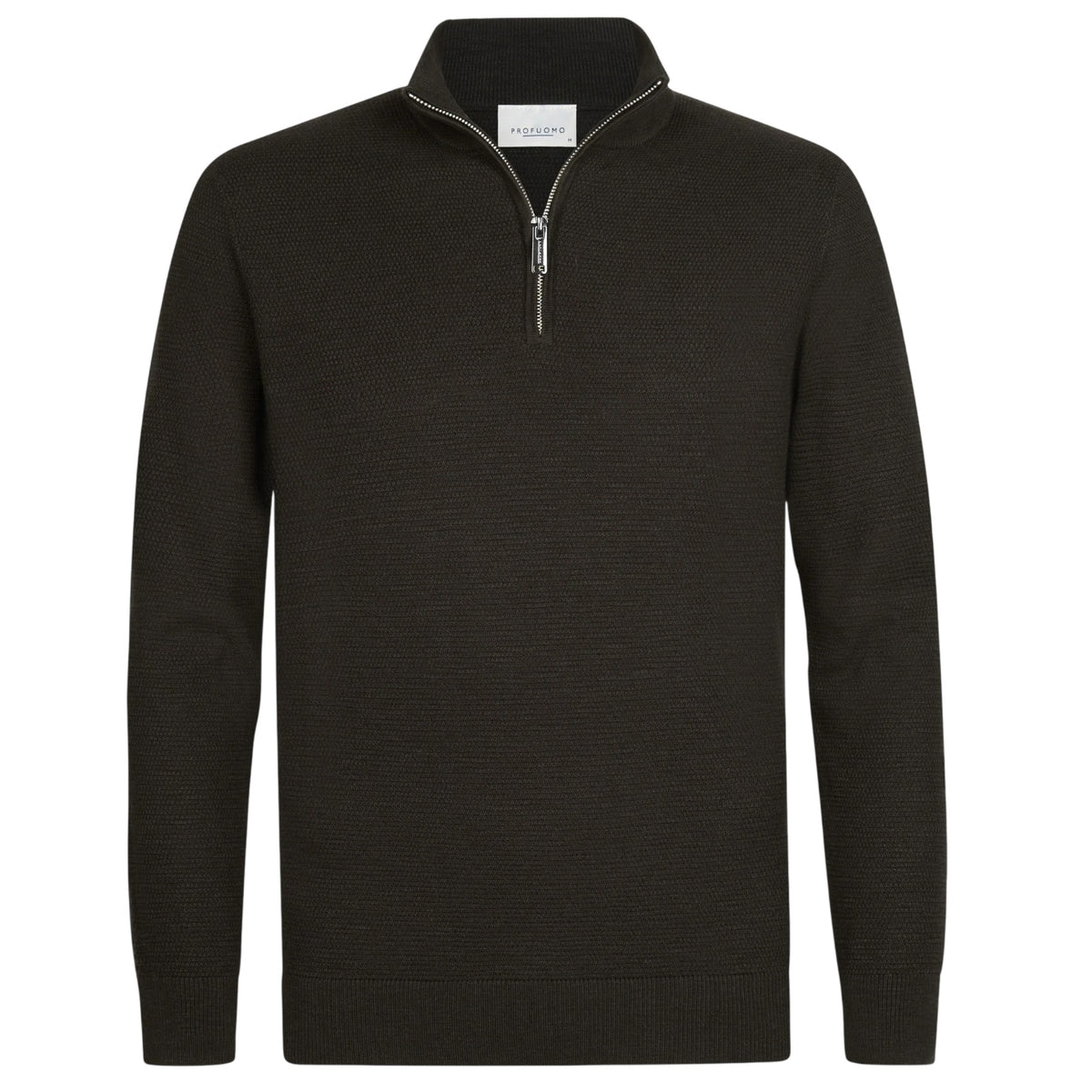 Profuomo struktureret half-zip sweater mørkebrun